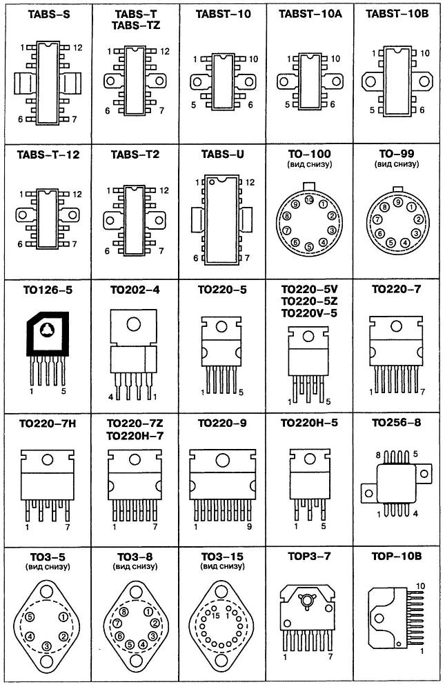 Чертежи корпусов импортных микросхем